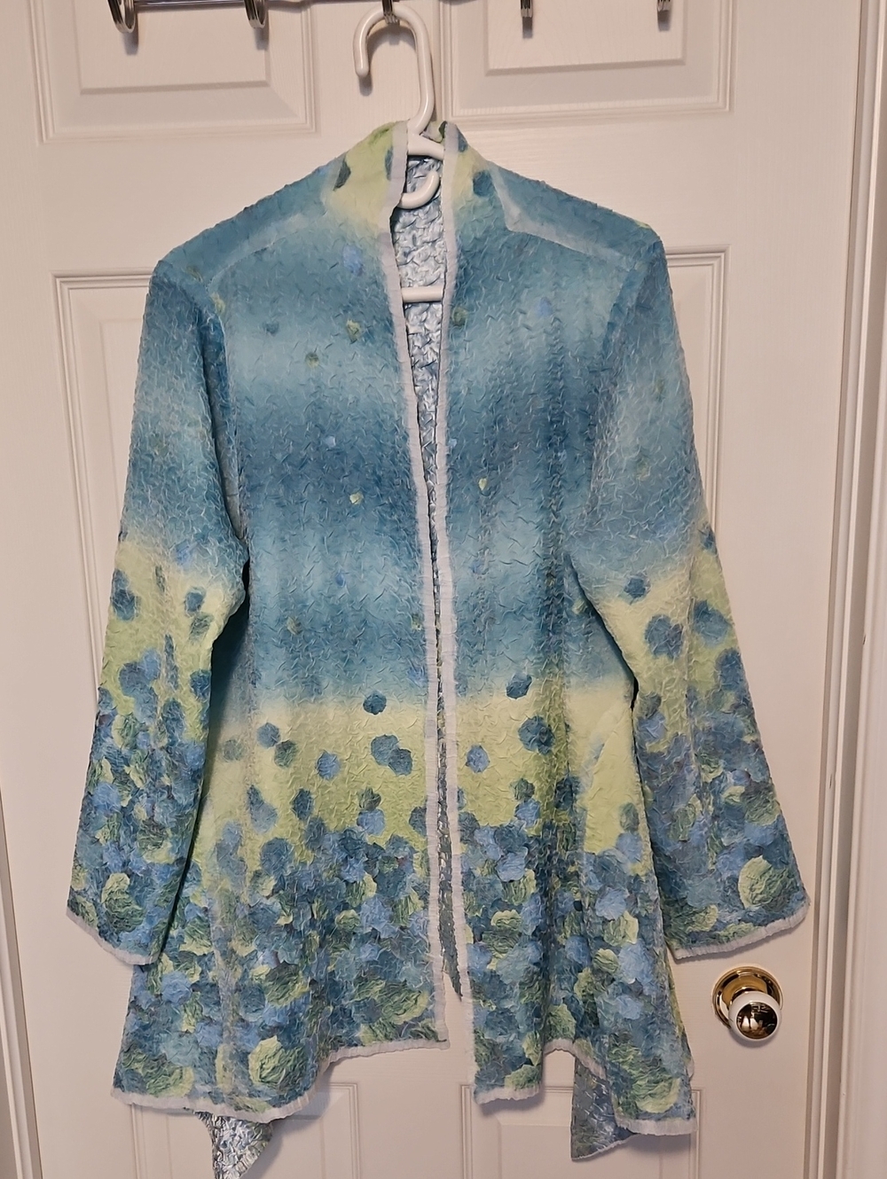 Reversible Crinkled Open-Front Jacket